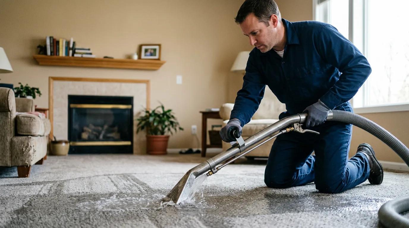 Water damage restoration technician working near Jeffersonville, OH